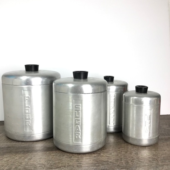 vintage canisters sugar flour coffee tea